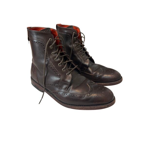 Allen Edmonds 9.5 EEE DALTON Brown Chocolate Wingtip Boots 9.5 3E - Picture 1 of 9